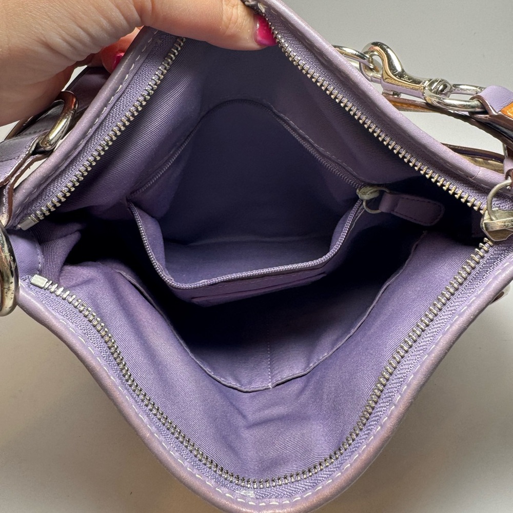 Vintage Coach SoHo Slim Duffle Shoulder Bag/Crossbody #1486 Purple Suede Y2K - Picture 5 of 14
